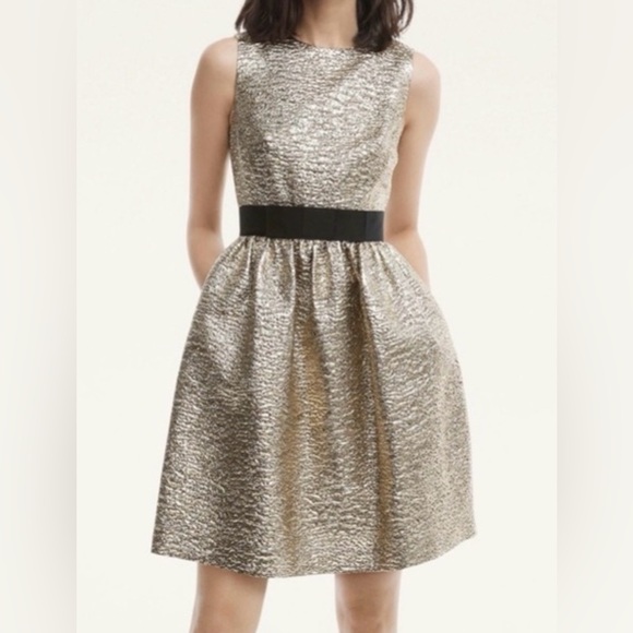 NWT Brooks Brothers Empire Party Dress in Gold size 12 - Picture 4 of 15